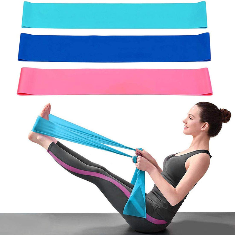 DIWUJI Set of 3 Exercise Resistance Bands,1.5M/4.9ft Skin-Friendly Long Elastic with Standard Resistance Levels for Physical Therapy Strength Training Yoga Fitness,Blue,Pink - NewNest Australia