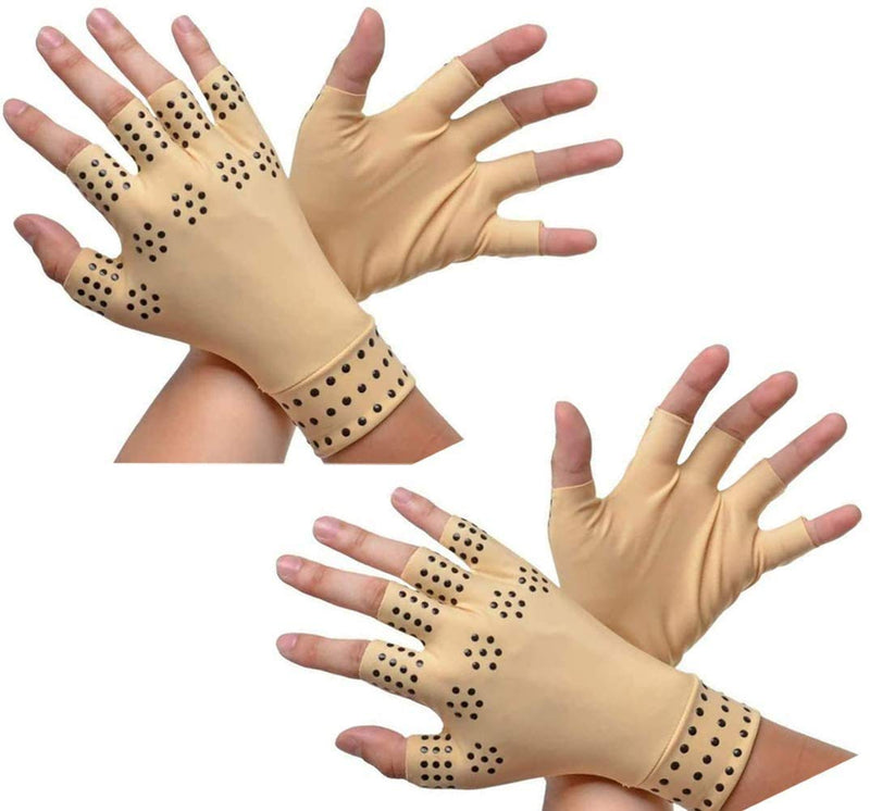 RZJZGZ 2Pack Arthritis Gloves Compression Gloves Fingerless Gloves Magnetic Arthritis Therapeutic Therapy Fingerless Gloves Relief Hand Pain Relief Heal Joints Relief (Nude) - NewNest Australia