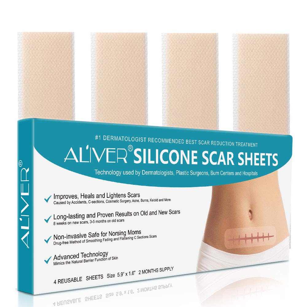 Silicone Scar Sheets, Professional for Scars Caused by C-Section, Surgery, Burn, Keloid, Acne, and More, Drug-Free, Soft Silicone Scar Strips, Scar Removal 5.9"×1.6", 4 Sheets (2 Month Supply) - NewNest Australia