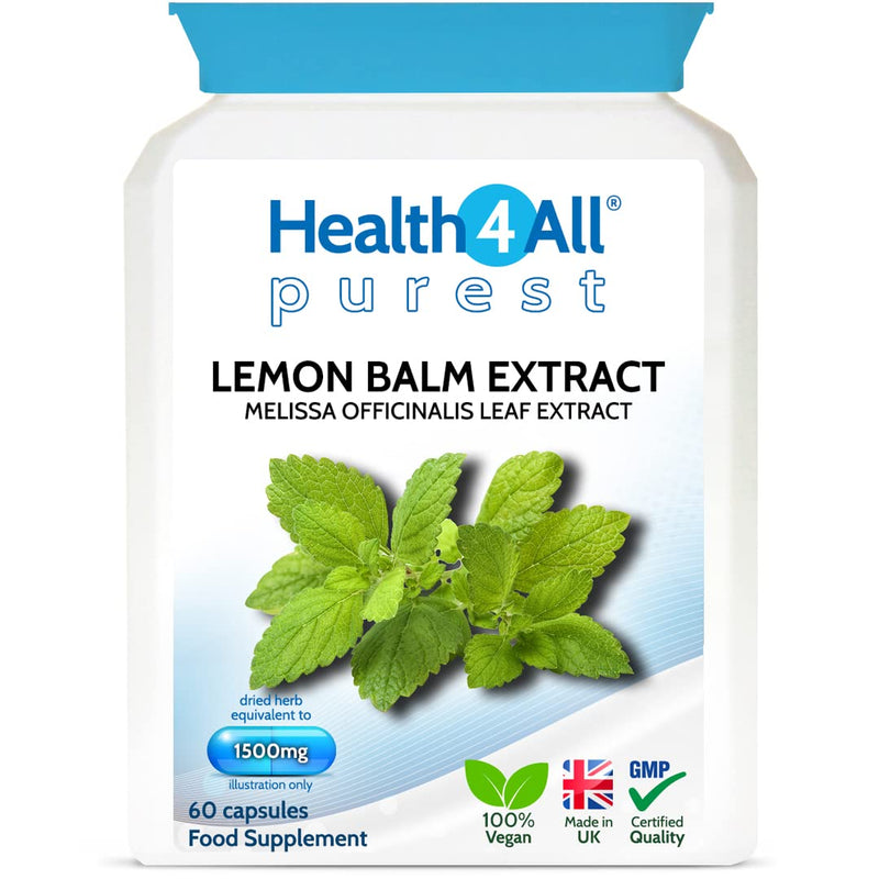 Health4All Lemon Balm Extract 1500mg 60 Capsules Purest: no additives, Vegan Melissa for Anxiety, Stress and Sleep Supplement 60 Count (Pack of 1) - NewNest Australia