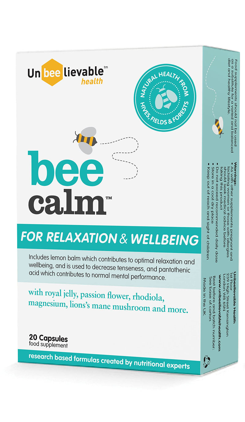 Unbeelievable Health Bee Calm Relaxation and Wellbeing Support - Created by Nutritional Experts – Help Increase Resistance to Stress – Plant Based & Gluten Free (Single Pack) 20 Count (Pack of 1) - NewNest Australia