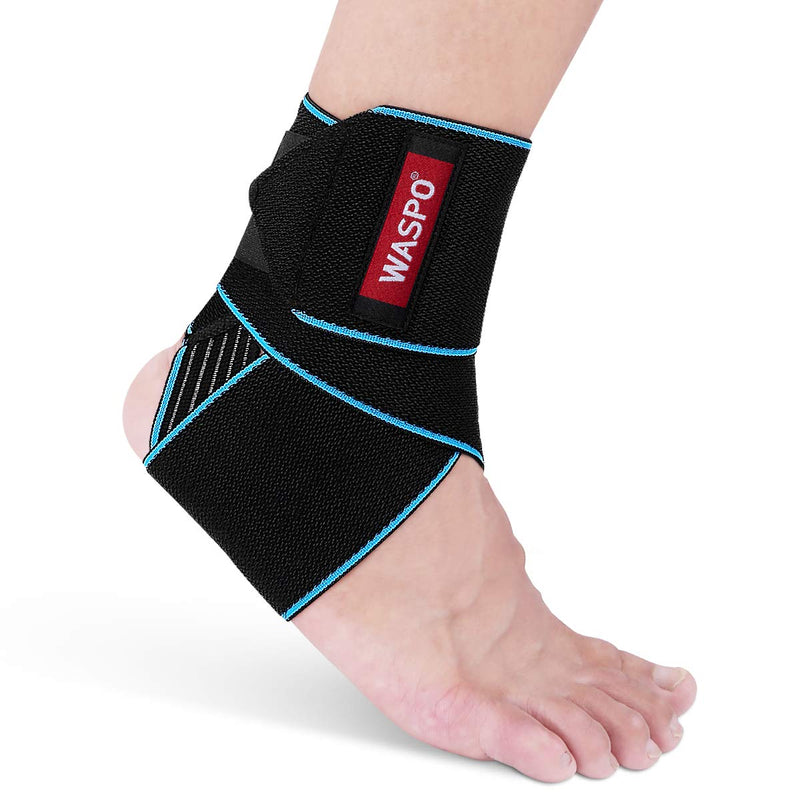 WASPO Ankle Support Brace - Adjustable Ankle Brace Wrap Strap for Sports Protect, Plantar Fasciitis, Achilles tendonitis, Ligament damage, Injury Recovery, One Size for Men Women 1 PC Blue Blue-1PC - NewNest Australia