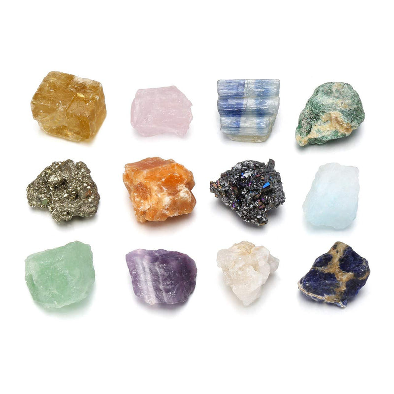 JOVIVI 12pc Chakra Stones Healing Crystals Set Natural Raw Quartz Rough Rock Stones Crystals for Worry Stones Anxiety,Stress Relief,Crystal Therapy, Meditation,Reiki Balacing,Size 0.59"-0.9" - NewNest Australia