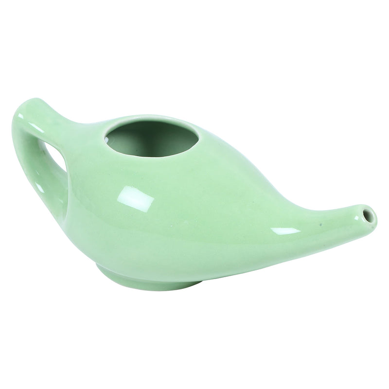 WHOLELIFEOBJECTS Leak Proof Durable Porcelain Ceramic Neti Pot Hold 300 Ml Water Comfortable Grip | Microwave and Dishwasher Safe eco Friendly Natural Treatment for Sinus and Congestion - Green - NewNest Australia