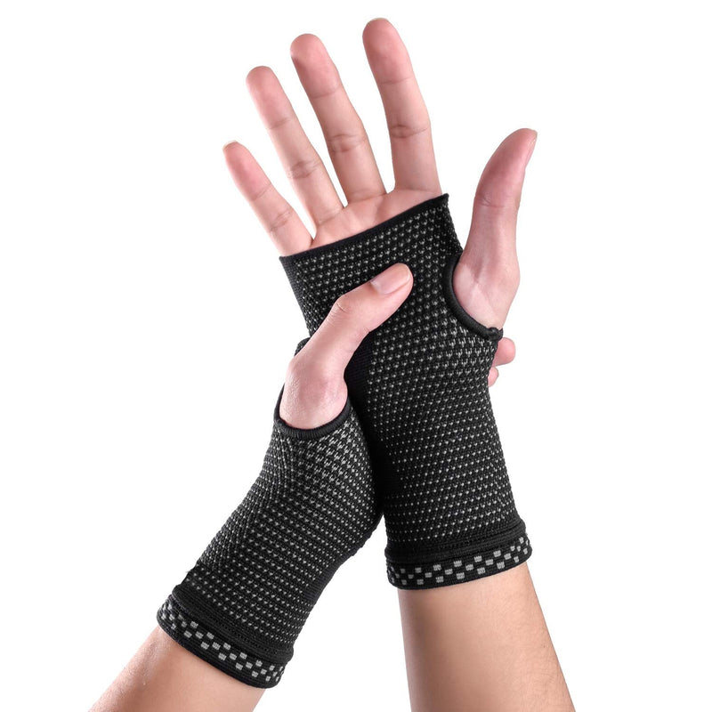 ABYON Wrist Supports 2 Pack, Wrist Brace Compression Sleeves for Left and Right Hand Carpal Tunnel and Wrist Pain Relief, Tendonitis, Arthritis, Sports, Typing (Black, M) Medium Black - NewNest Australia