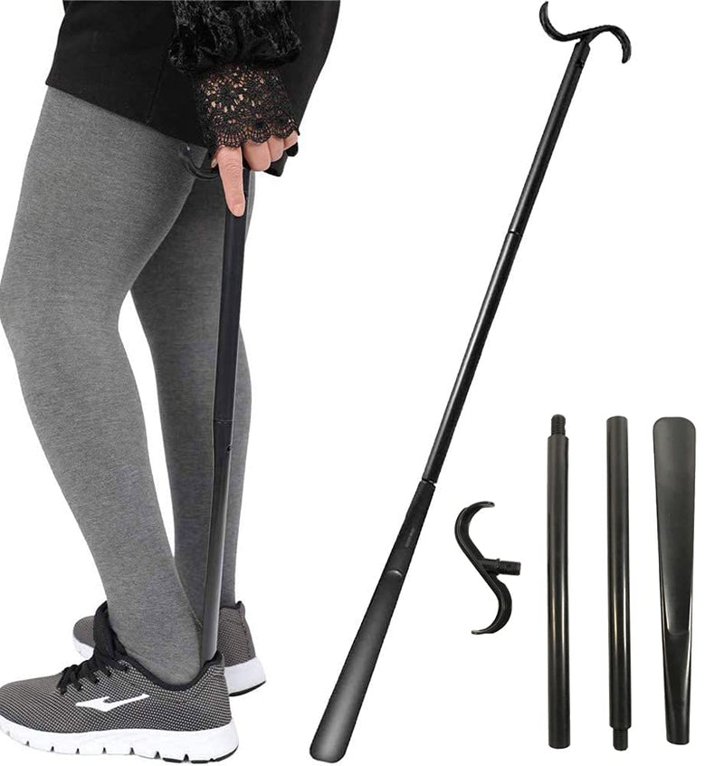 Fanwer Shoe horn Long handle for Seniors - 33.5" Long Dressing Stick, Sock Remover Tool, Stable, Not easy to break, Adjustable, for Disabled, Knee & Hip Replacements and Back Problems People Black - NewNest Australia