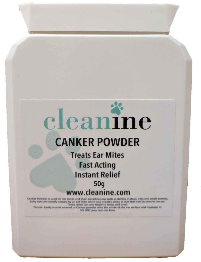 Cleanine 50g canker powder instant relief stops ear mites and head shaking For Dogs, Cats, Horses, Rabbits and Small Animals (50g) - PawsPlanet Australia
