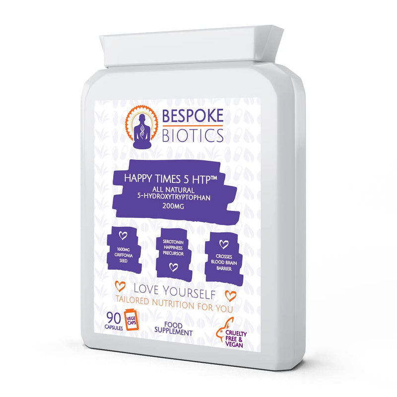 Happy Times Double Strength 5-HTP Supplement (200mg) Amino Acid 5 Hydroxytryptophan -Serotonin Melatonin Happiness Hormone Precursor Natural Griffonia Seed Extract Herbal Healthy Sleeping - NewNest Australia