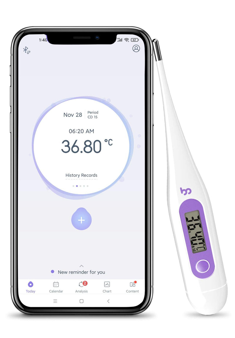 Femometer Digital Basal Body Thermometer Fertility Monitor Record BBT Manually, Draw BBT Chart Pinpoint Ovulation Day, High Accuracy Perfect Companion for Ovulation (Purple) - NewNest Australia