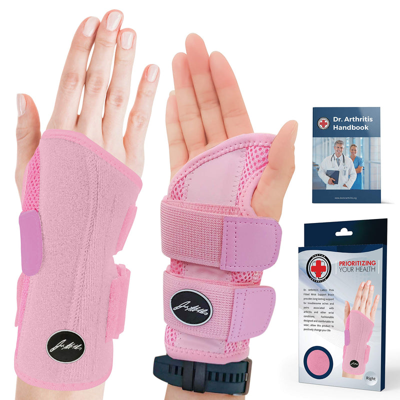 Dr. Arthritis Doctor Developed Comfy,Lightweight,Wrist Support-Strap-Brace-Hand Support, Perfect fit for Right Hand, for Men and Women Single, Pink Right (Pink) - NewNest Australia