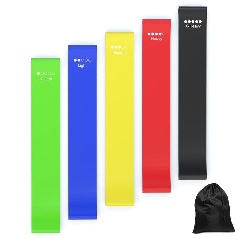 5 Exercise Bands Resistance Bands Set Elastic Bands Workout Loop Band of 5, 100% Natural Latex, for Men Women for Fitness Chest Expanding Arm Leg Yoga Pilates Physio Therapy Rehabilitation Mixed - NewNest Australia