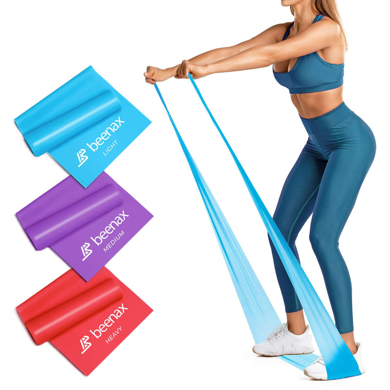 Beenax Resistance Bands - Exercise Bands to Build Muscle, Flexibility, Strength for Pilates, Yoga, Rehab, Stretching, Fitness, Gym, Physio, Strength Training and Workout - Men & Women 6. Set of 3 - NewNest Australia