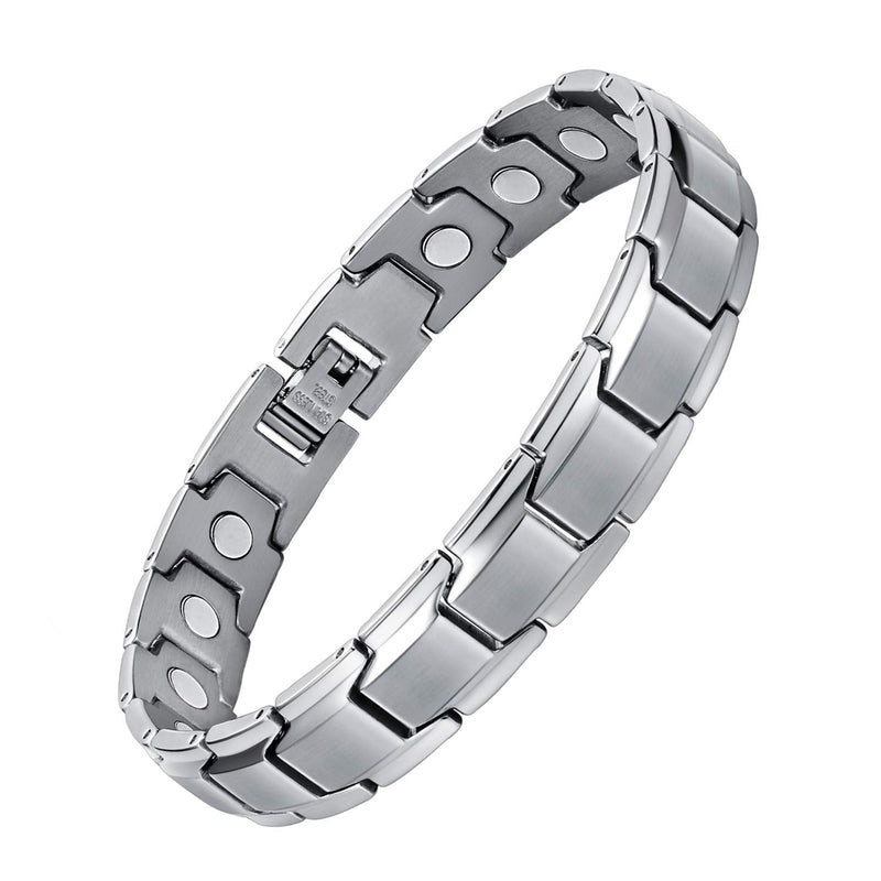Jeracol Titanium Steel Magnetic Bracelets for Men,Magnetic Wristband with Ultra Strength Magnets Wristband,Length Adjustable Magnetic Brazaletes with Free Links Removal Tool & Gift Box A-silver - NewNest Australia
