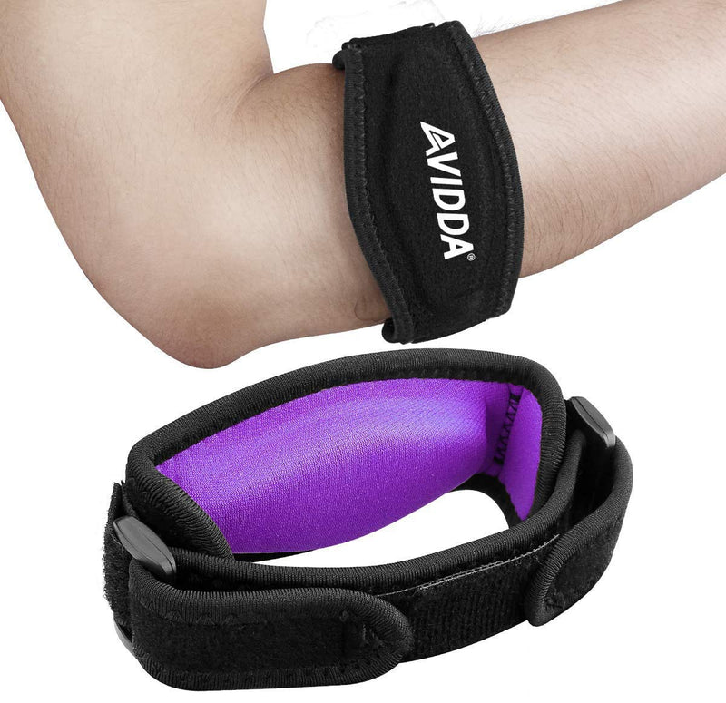 AVIDDA Tennis Elbow Support Strap, Adjustable Elbow Brace with Compression Pad for Tennis Elbow, Golfers Elbow, Pain Relief, Men, Women Purple 1 Pack 1 Pack Purple - NewNest Australia
