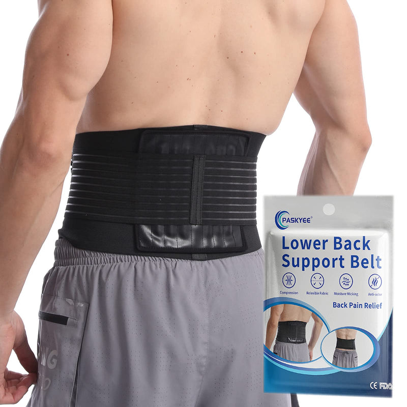 Lower Back Support Belt with 6 Stays - Back Brace for Scoliosis & Sciatica Pain Relief - Lumbar Support Belt for Men and Women, Adjustable Lower Back Support Brace with PU XL(Fits waist 34"-42") - NewNest Australia