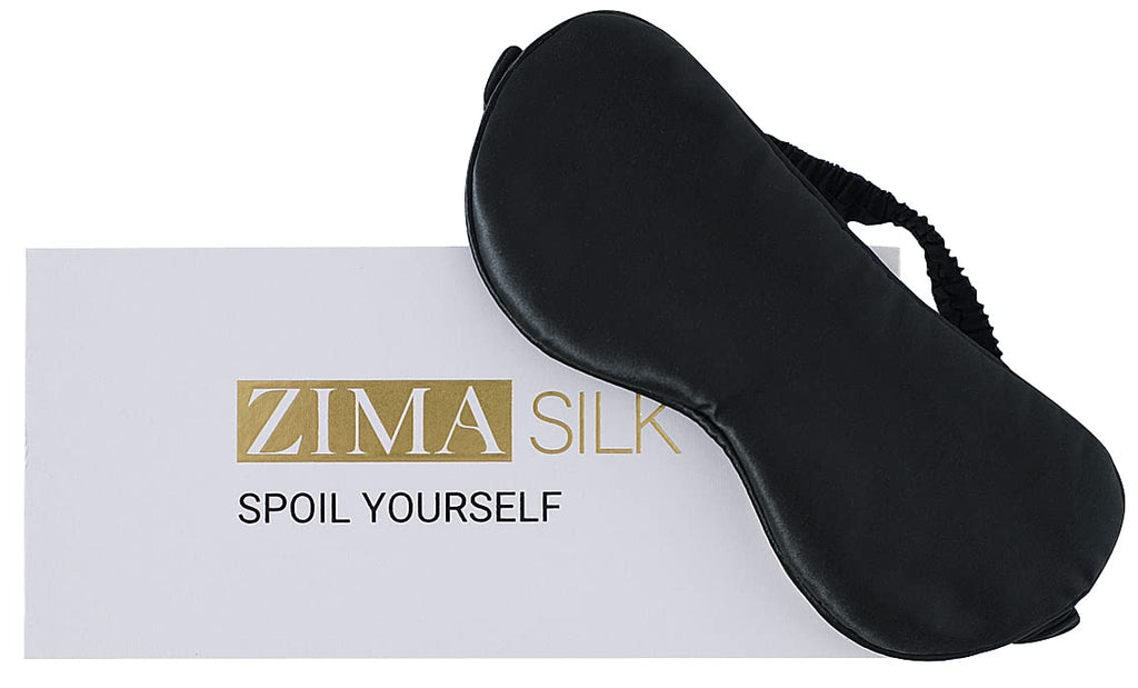 ZIMASILK 100% 22 Momme Pure Mulberry Silk Sleep Mask,Filled with 100% Mulberry Silk，Silk Wrapping Strap- Super Soft & Comfortable Sleep Eye Mask for Sleeping (Black) Black - NewNest Australia