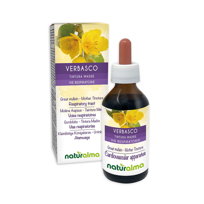 Great Mullein or Common Mullein (Verbascum thapsus) Flowers and Leaves Alcohol-Free Mother Tincture Naturalma | Liquid Extract Drops 100 ml | Food Supplement | Vegan 100 ml (Pack of 1) - NewNest Australia