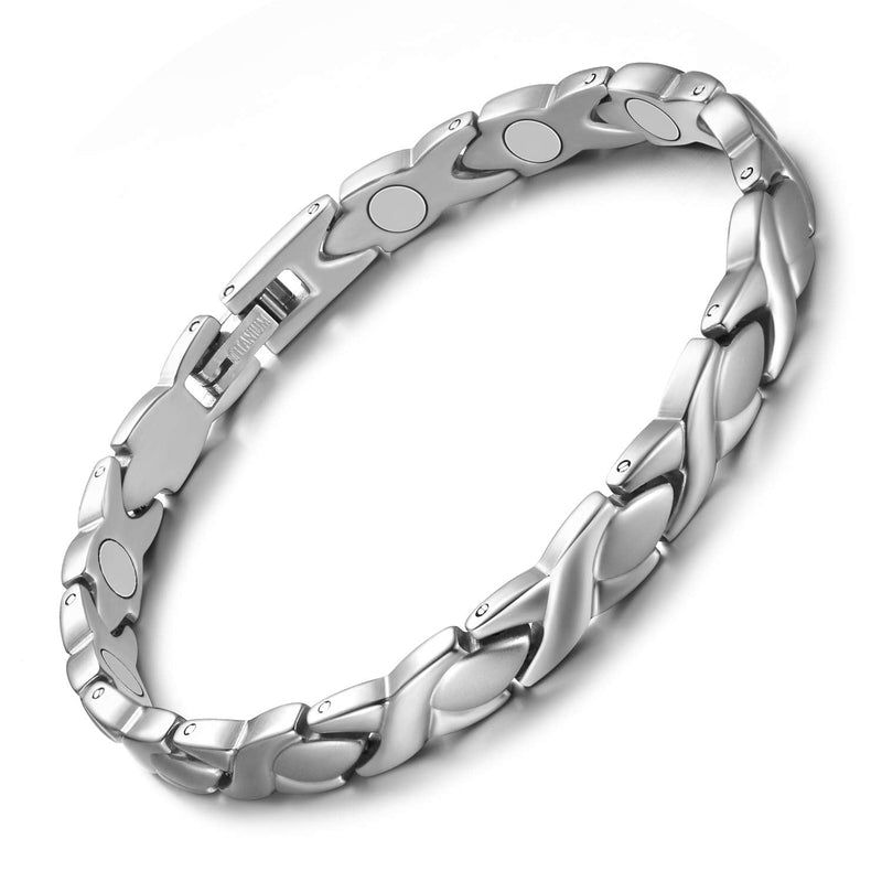Jeracol Titanium Magnetic Bracelets for Women Bracelets Titanium Magnetic Brazaletes with 3500 Gauss Magnets Adjustable Wristband with Removal Tool & Jewellry Gift Box Silver - NewNest Australia