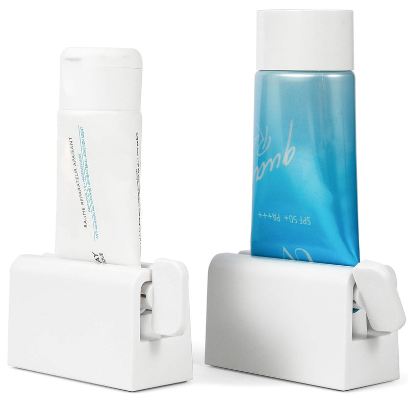CORNERIA 2pcs Toothpaste Tube Squeezer Plus with Long Size 2.8IN - Premium ABS Plastic & Silicone pad Toothpaste Squeezer Rollers Even Tube Cosmetics, Tube Ketchup etc White - NewNest Australia