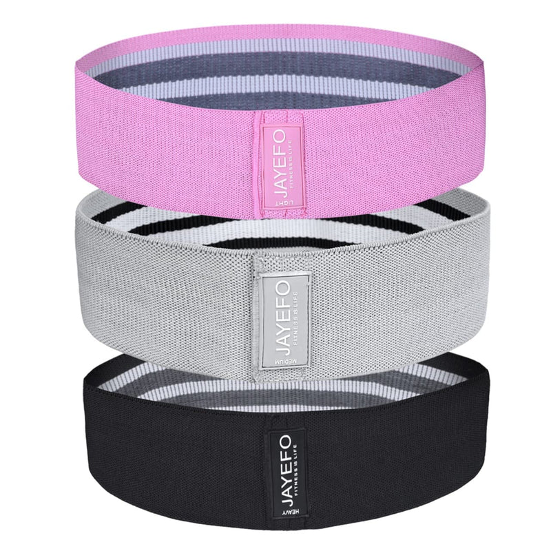 Jayefo Sports Fabric Resistance Bands Set of 3 for Women & Men Non Slip Exercise Legs Glute Squat Women’s Hip Workout Band Wide Loop Fitness Elastic Butt Bands Black - NewNest Australia