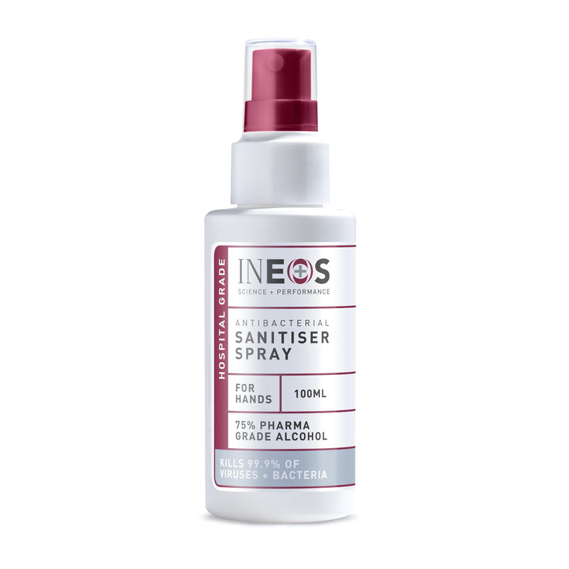 INEOS - Sanitiser Spray (100 ml) - Antibacterial Hand Sanitiser - 75% Pharma Grade Alcohol Based - Hospital Formula - Effective Against 99.9% of Viruses and Bacteria - NewNest Australia