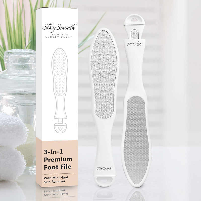 SlkySmooth 3-in-1 Foot File | Hard Dead Skin Remover | Cracked Heels Callus Pedicure Scrubber Corn Removal | Scraper Grater Pumice Stone Exfoliator Rasp Pedi Exfoliating Heel Files for Feet Care - NewNest Australia