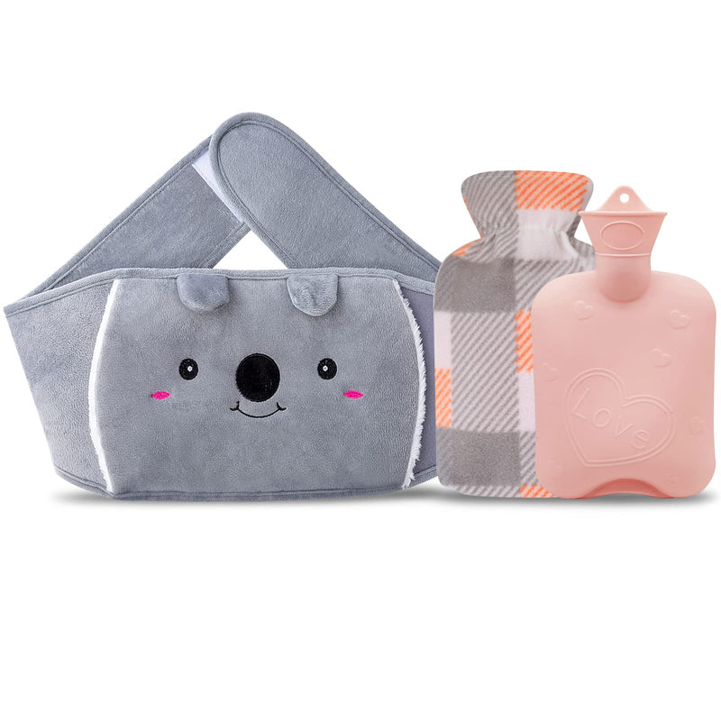 Dibikou Hot Water Bottle with Belt,Hot Water Bottle with Wailt Cover Rubber Hot Water Bottle with Cover for Neck and Shoulder, Back, Legs,Waist Warm Pink-Heart - NewNest Australia