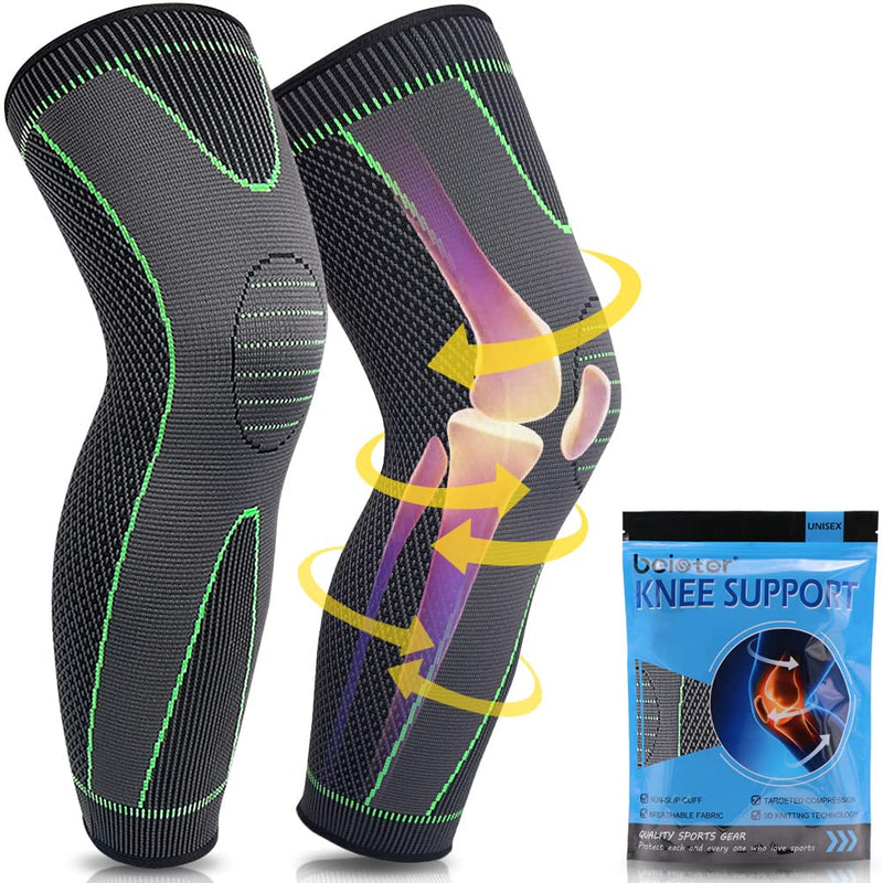 beister 1 Pair Full Leg Compression Sleeves for Women & Men, Extra Long Leg & Calf Braces Knee Sleeve for Basketball, Football, Running, Working Out, Arthritis Green M - NewNest Australia