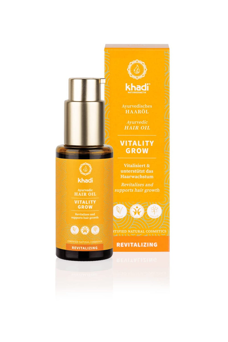 khadi Vitality Grow Hair Oil, 100% Natural, Vegetable & Vegan, Rosemary for More Volume & Hair Growth, Against Hair Loss, Silicone & Paraben-Free, Ayurvedic Hair Care Organic Natural Cosmetics 50 ml - NewNest Australia
