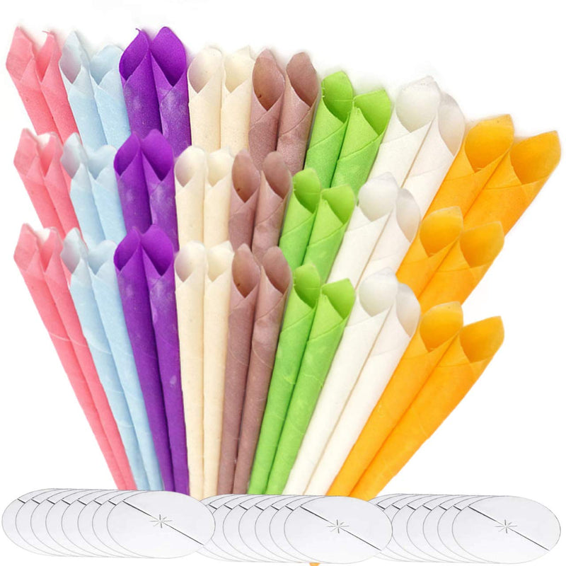 Organic Hopi Ear Candles for Blocked Ears - All Natural Ear Wax Remover - GLAMZA 100% Natural Beeswax Candle - 48pcs (24 Pairs) with 24 Protective Disc Cones for Safe & Effective Ear Candling - NewNest Australia