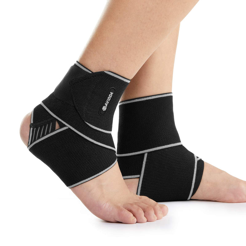 AVIDDA Ankle Support 2 Pack, Adjustable Ankle Brace for Sports, Elastic Compression Ankle Strap for Sprained Ankle, Achilles Tendon, Running Grey - NewNest Australia