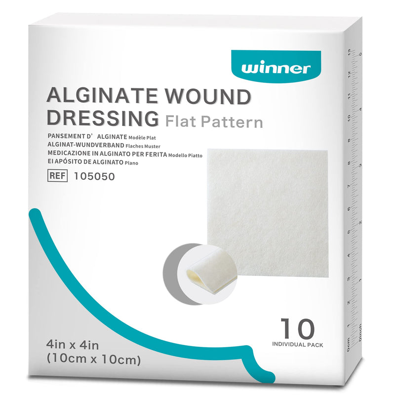 Winner Medical Calcium Alginate Wound Dressing Pads 4'' x 4'', Sterile (Box of 10) Antimicrobial, Non-Stick Padding, Highly Absorbent & Comfortable| Flexible & Gentle on The Skin, Faster Healing - NewNest Australia