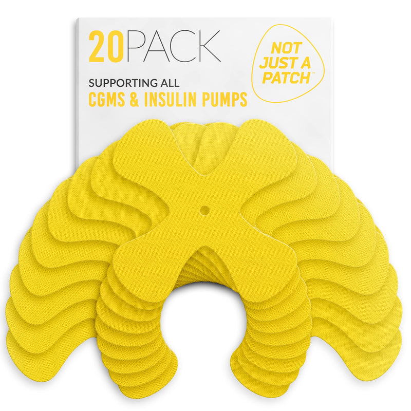 Not Just A Patch X-Patch CGM Sensor Patches (20 Pack) - Water Resistant & Durable for Active Lifestyle for 10-14 Days - Dexcom G6 Adhesive Patches, Omnipod & Freestyle Libre 2 Sensor Covers in Yellow - NewNest Australia