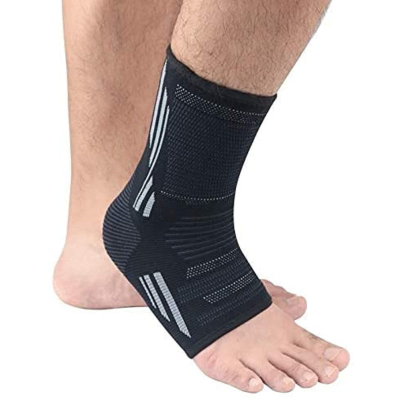 VITTO Ankle Support for Sprained Ankle, Arthritis, Joint Pain, Strains, Ankle Injury, Recovery, Rehab, Sports, Basketball - Multi Zone Compression Sleeve (M, Black + Grey) M (Pack of 1) - NewNest Australia