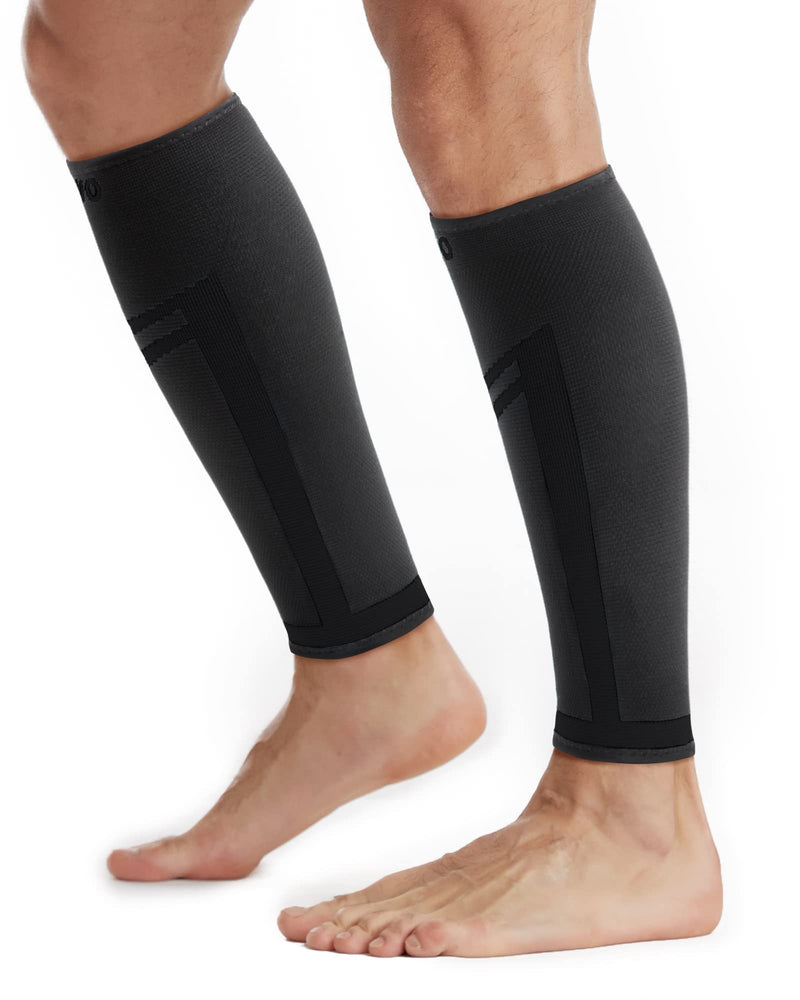 CAMBIVO Calf Compression Sleeve Men and Women, Footless Compression Socks for Calf Support, Shin Splints Support, Running, Sports, Flight, Hiking, Marathon(PAIR) L-XL Black (2 Pack) - NewNest Australia