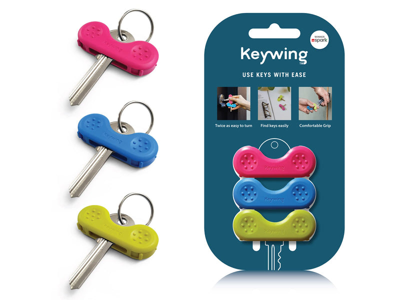 Keywing Key Turner Aid - 3 Pack. Makes keys so much easier to find, grip and turn. Perfect for arthritis, MS or parkinsons gift, elderly with weak hands, key finder and holder. - NewNest Australia