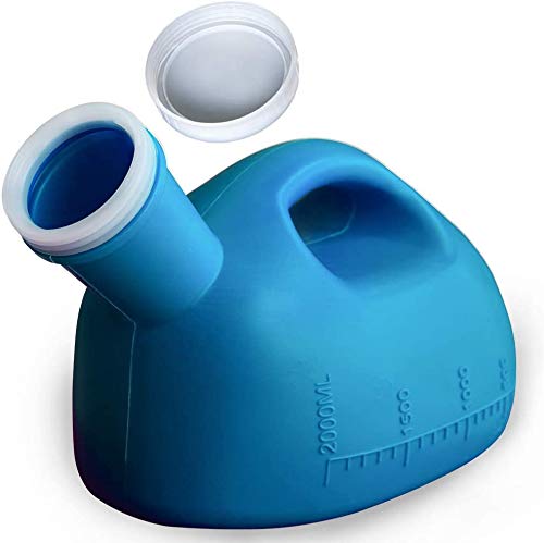 Male Urinal Portable Mens Potty Pee Bottle Collector Travel Toilet with lid 2000 ml/66 oz for Elderly, Incontinence, Driving, Camping (Blue) Blue - NewNest Australia