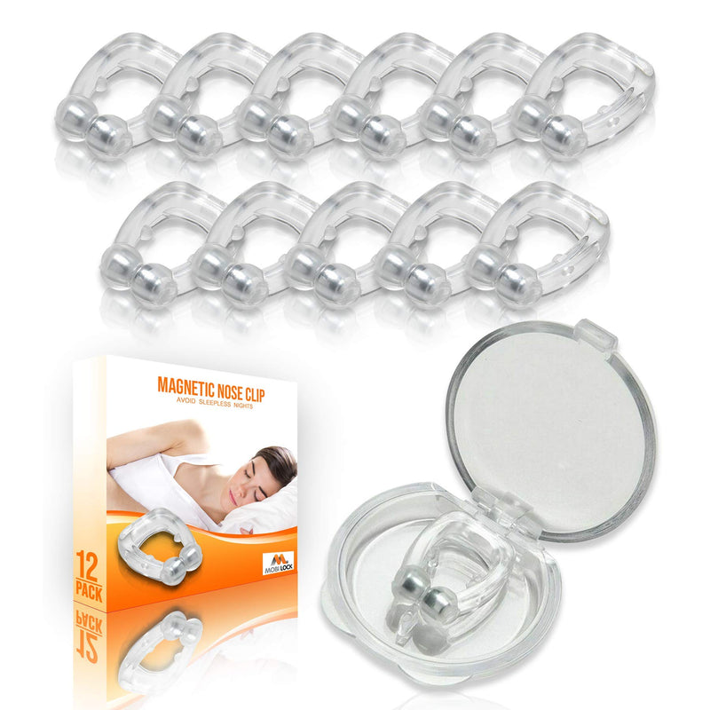 Mobi Lock Magnetic Anti Snore Clip (Pack of 12) - Silicone Snoring Nose Clip - A Simple Solution for Nasal Snorers - Reusable Snoring Device to Enjoy a Peaceful Night's Sleep Beauty - NewNest Australia