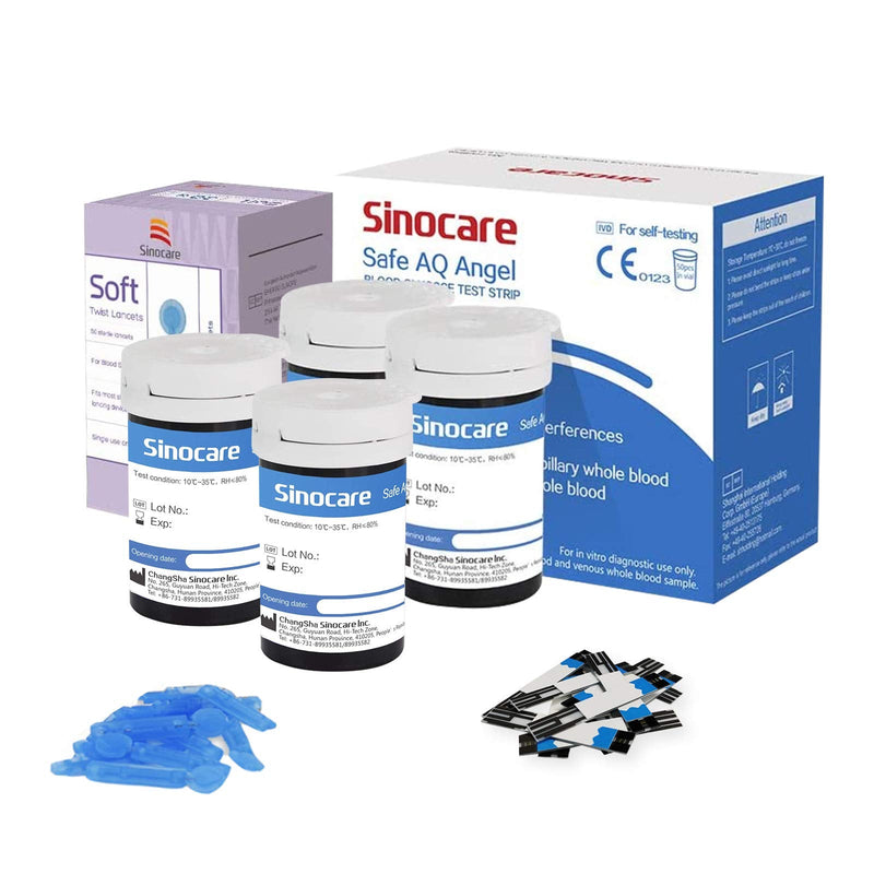 sinocare Diabete Blood Glucose Test Strips x 100 & Diabetes Lancets x 100, Safe AQ Angel Test Strips, Blood Sugar Test Strips for Safe AQ Angel Only Test strips & Lancets * 100 - NewNest Australia