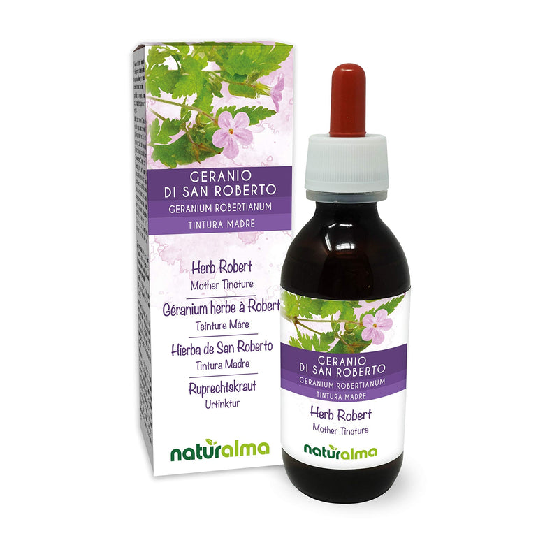 Herb Robert (Geranium robertianum) herb with Flowers Alcohol-Free Mother Tincture Naturalma | Liquid Extract Drops 120 ml | Food Supplement | Vegan 120 ml (Pack of 1) - NewNest Australia