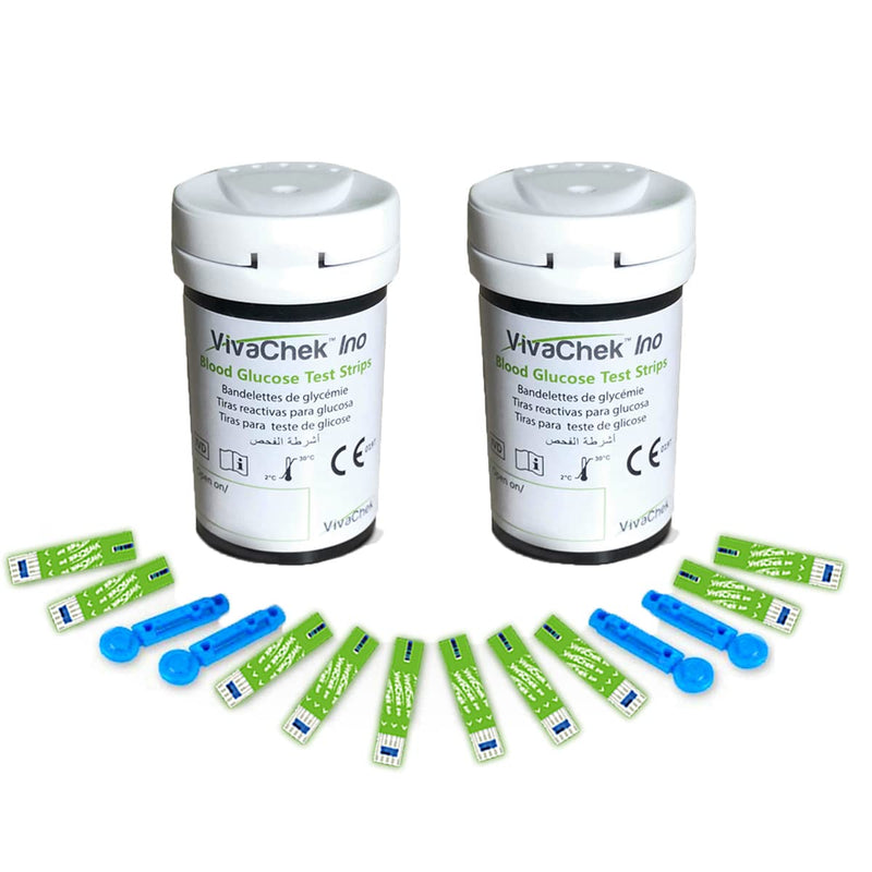 VivaChek Diabete Test Strips x 100 & Diabete Lancets x 100, No Coding Blood Glucose Test Strips, Blood Suger Test Strips for for UK Diabetics (VivaChek Ino） VivaChek Ino X 100 strips - NewNest Australia