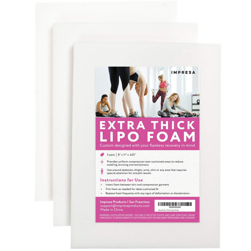 [3 Pack] Extra Thick Lipo Foam - Post Surgery Ab Board for Use with Post Liposuction Surgery Compression Garments Such As Fajas Colombianas, Phax and Lowla Coresets - Medical Grade Foam White - NewNest Australia