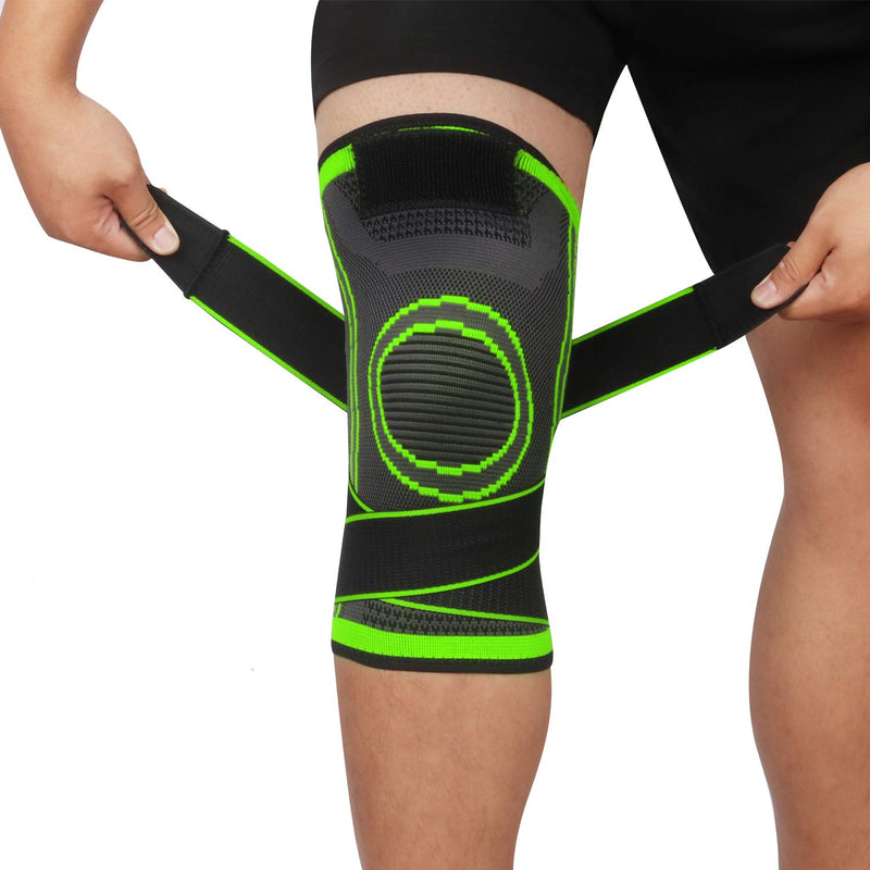 Knee Supports 2 Pack Knee Brace with Adjustable Strap Compression Knee Sleeves for Running Joint Pain Arthritis Meniscus Tear Cartilage Damage Tendonitis Quick Recovery Unisex (Green, Large) Green L - NewNest Australia