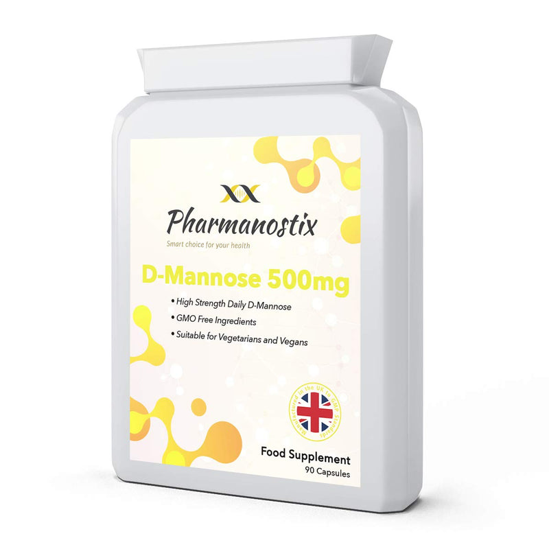 Pharmanostix D-Mannose 500mg Per Capsule – High Strength Daily Serving (1500mg) – 90 Vegan Friendly Capsules (Not Tablets) – 100% Natural Premium D Mannose – Suitable for Vegans – Made in The UK - NewNest Australia