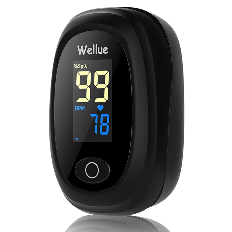 Wellue Pulse Oximeter, Blood Oxygen Monitor Finger, Fingertip Pulse Oximeter for Adult Child Kids, SP O2 PI Level and Heart Rate Monitor, Batteries included, Black - NewNest Australia