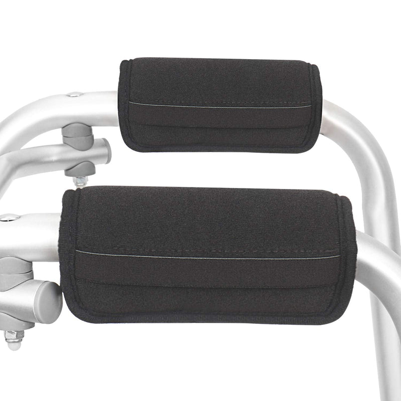Padded Walker Hand Grips 2 Pack Wheelchair Handle Grips Covers with Strap Soft Foam Padding Adjustable Non-Slip Breathable for Senior Elderly Rollator Crutches Luggage Black - NewNest Australia