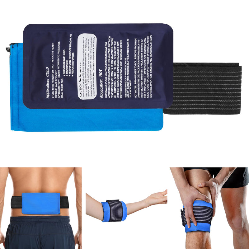 Tanness Reusable Gel Ice Pack for Sports Injury | Hot and Cold Compress Wrap with Adjustable Fleece Pouch | Flexible First Aid Pad for Knee, Ankle, Back Pain Relief Faster Recovery (Single) - NewNest Australia