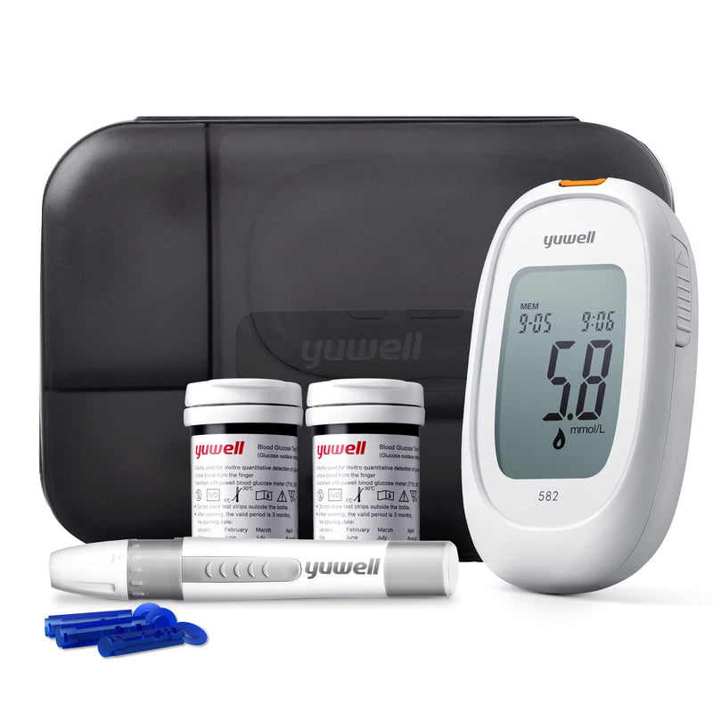 yuwell Blood Sugar Monitor, Diabetes Testing Kit with Test Strips x 50 and Lancets x 50, Blood Glucose Meter Ideal for Home Use, Batteries Include (Model 582) 582(with 50pcs test strip) - NewNest Australia