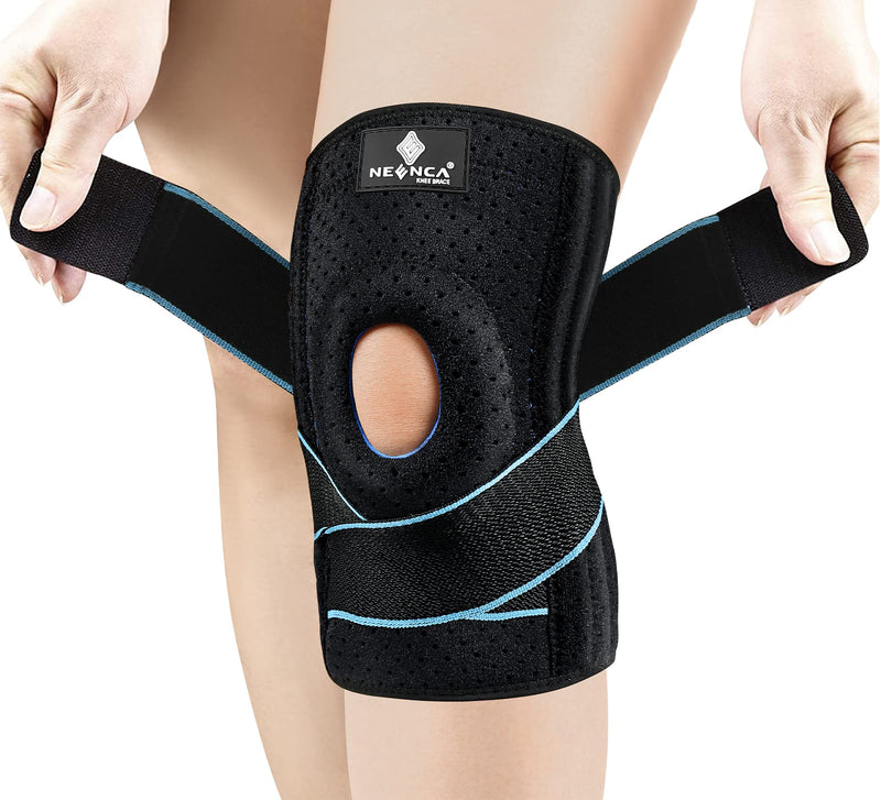 NEENCA Knee Brace with Side Stabilizers & Patella Gel Pads, Adjustable Compression Knee Support Braces for Knee Pain, Meniscus Tear,ACL,MCL,Arthritis, Joint Pain Relief,Injury Recovery L Black - NewNest Australia