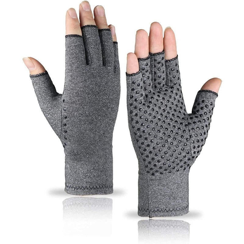 VITTO Anti-Arthritis Gloves Women & Men with Grips - Compression Gloves for Arthritis Pain Relief, Carpal Tunnel, Injuries - Fingerless Gloves for Women & Fingerless Gloves for Men (Large, Grey) L - NewNest Australia